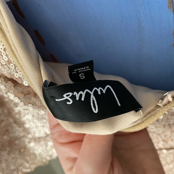 Rose Gold Lulus sequin gown - Picture 2 of 3